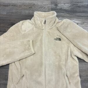 The North Face Osito White Cream Womens S Full Zip Mock Neck Fuzzy Fleece Jacket